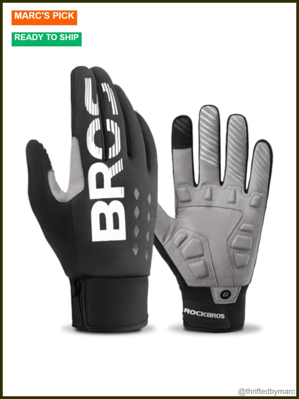 Winter Cycling Gloves Touchscreen Thick SBR Padded Warm Gloves for Men Cold